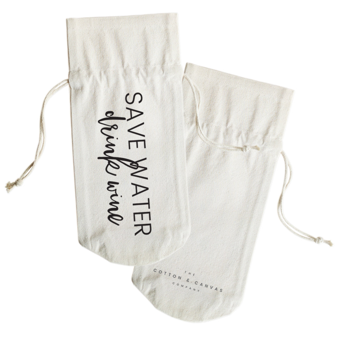 The Cotton and Canvas Co. Save Water, Drink Wine Canvas Wine Bag