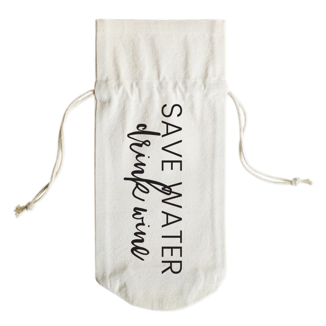 The Cotton and Canvas Co. Save Water, Drink Wine Canvas Wine Bag