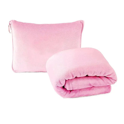 Coral Fleece Travel Blanket – 2-in-1 Portable Airplane Blanket & Pillow