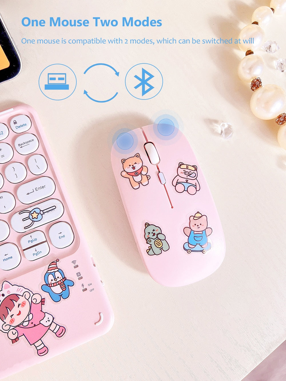 Kawaii Pastel Yellow Wireless iPad Keyboard & Mouse-