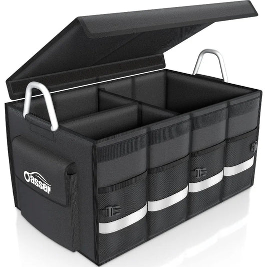 Trunk Organizer Car Accessories Trunk Storage Waterproof Collapsible Durable Multi Compartments with Foldable Cover