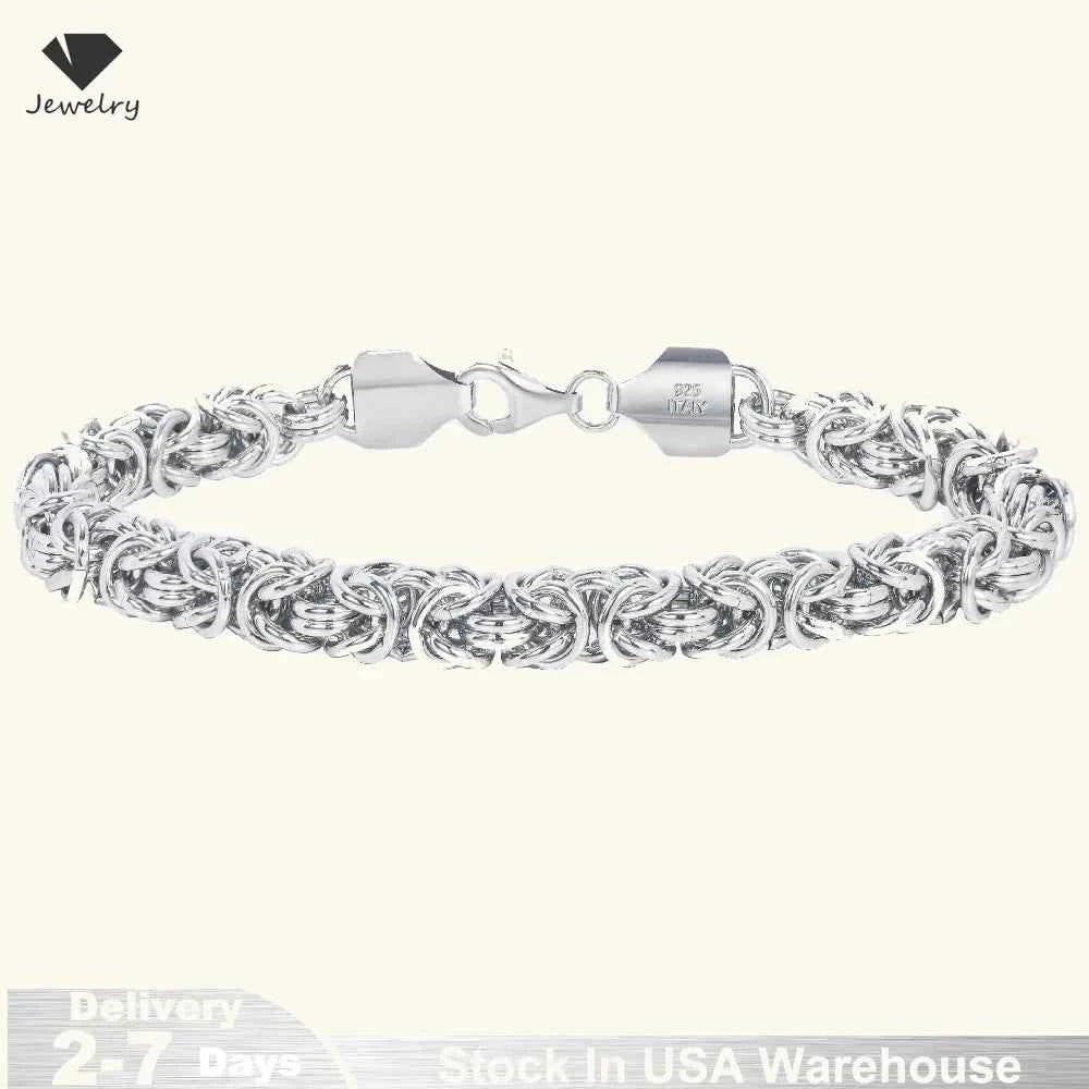 S925 Sterling Silver Byzantine Emperor Chain Bracelet