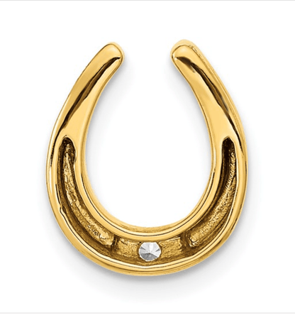 14K Gold Lab Diamond Horseshoe Pendant