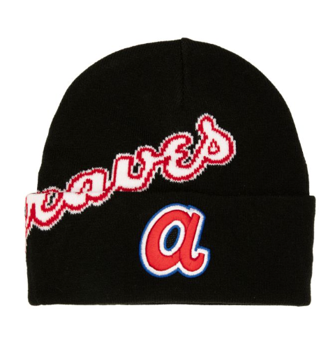 Men's Mitchell & Ness MLB Cricket Knit Coop Braves - Black