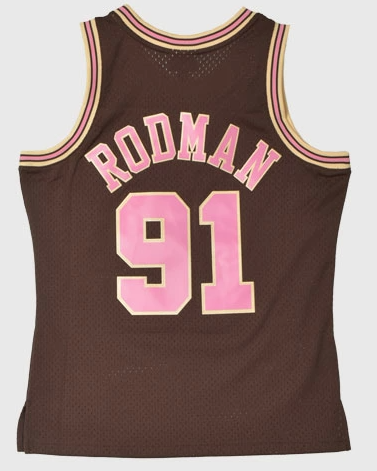 Men's Mitchell & Ness Brown Sugar Bacon Swingman Jersey Bulls 1997 Dennis Rodman