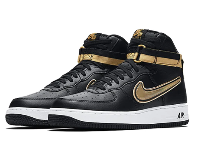 Nike Men's Air Force 1 High 'Nba Black Metallic Gold' - AV3938-001