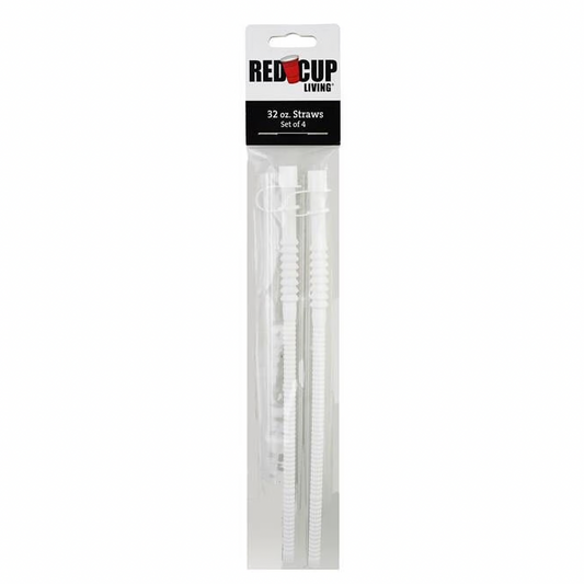 Red Cup Living Reusable Straws for Cold and Hot Drinks - Plastic Smoothie Straws for 32 oz Cups - Set of 4 - Eco-Conscious - Perfect for Party Cups, Mugs, Mason Jars, and Tumblers, Party Cups