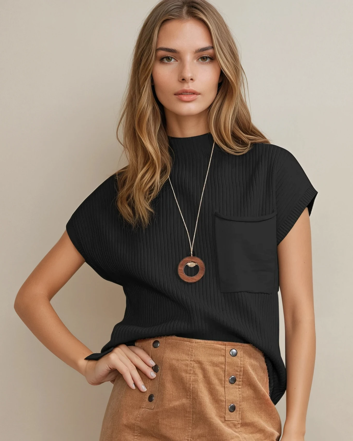Ayla Short Sleeve Sweater - Black