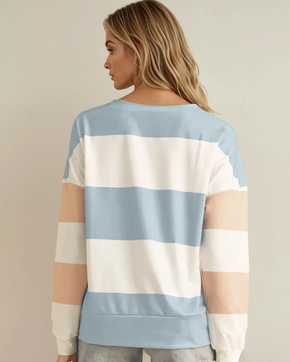 Ashlyn Lightweight Colorblock Sweatshirt - Blue