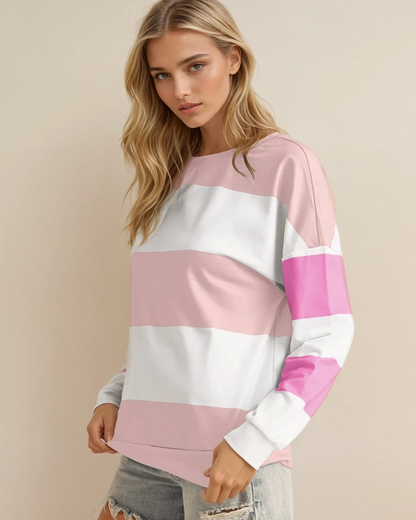 Ashlyn Lightweight Colorblock Sweatshirt - Pink