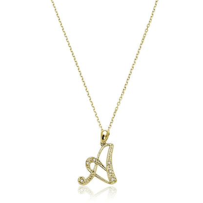 Script Diamond Initials Necklace 10K Gold