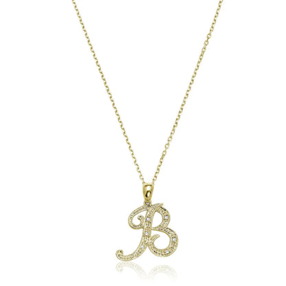 Script Diamond Initials Necklace 10K Gold