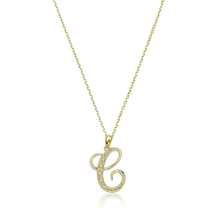 Script Diamond Initials Necklace 10K Gold