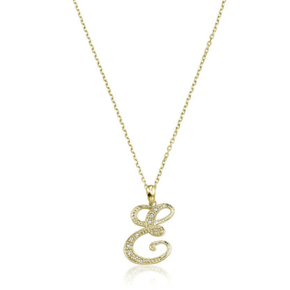 Script Diamond Initials Necklace 10K Gold