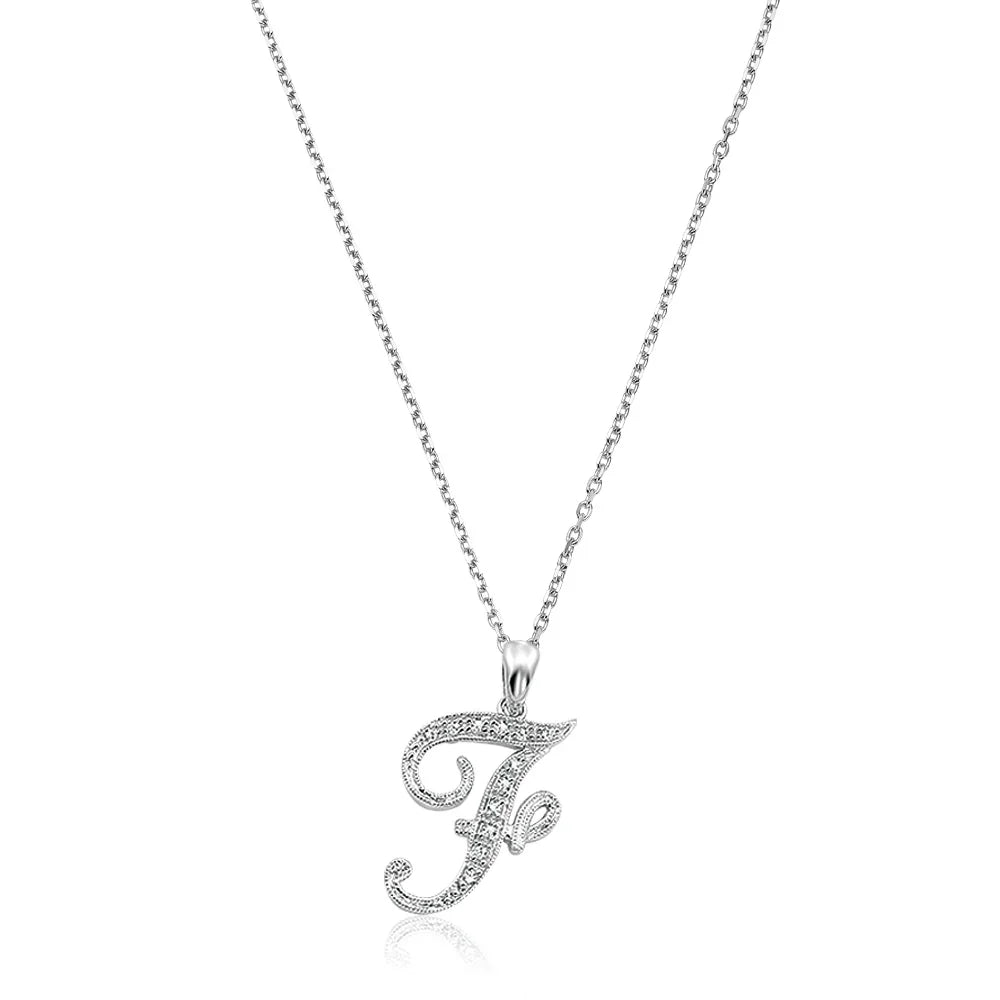Script Diamond Initials Necklace 10K Gold