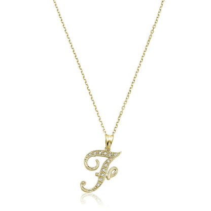 Script Diamond Initials Necklace 10K Gold