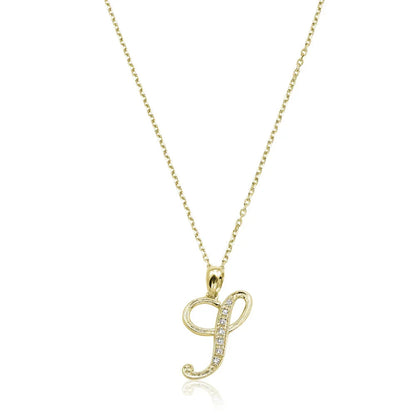 Script Diamond Initials Necklace 10K Gold
