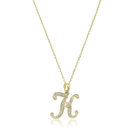 Script Diamond Initials Necklace 10K Gold