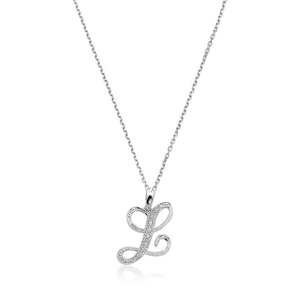 Script Diamond Initials Necklace 10K Gold