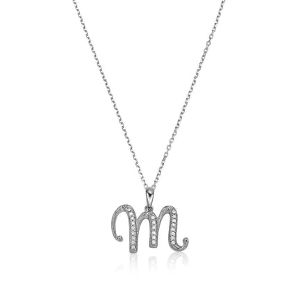 Script Diamond Initials Necklace 10K Gold