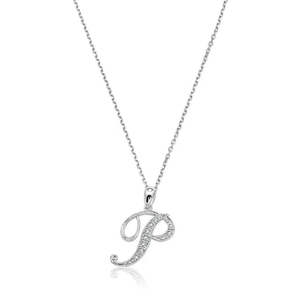 Script Diamond Initials Necklace 10K Gold