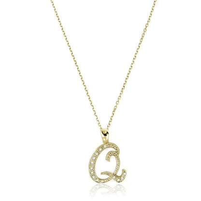 Script Diamond Initials Necklace 10K Gold