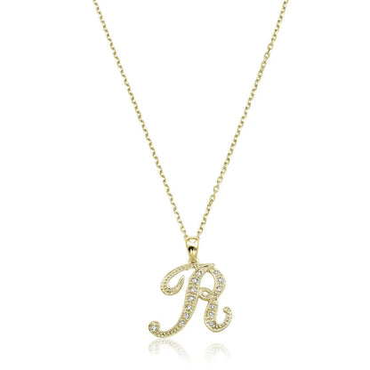 Script Diamond Initials Necklace 10K Gold