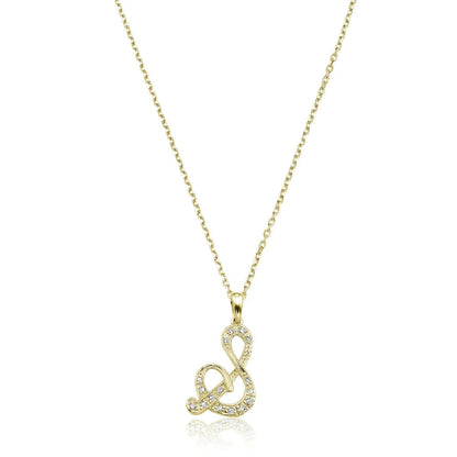 Script Diamond Initials Necklace 10K Gold