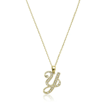 Script Diamond Initials Necklace 10K Gold