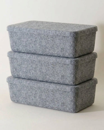 The Sculpted Bin - Long with Lid | Set of 3