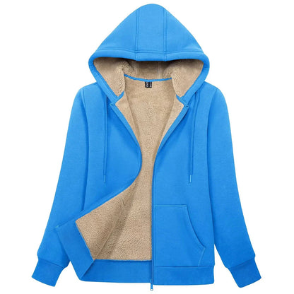 Sherpa-Lined Fleece Zip-Up Hoodie Jacket Women