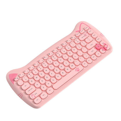 Kawaii Pink Cat Shaped Wireless Keyboard-
