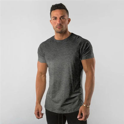 T Shirt Men Casual Short Sleeve Muscle Joggers Bodybuilding Tshirt Male Gym Fitness Tops Tee Streetwear Slim Fit Summer T-shirt