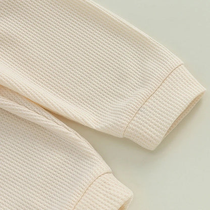 Baby Toddler Girls Boys 2Pcs Cousin Crew Set Long Sleeve O-Neck Embroidery Letter Top with Elastic Waist Pants Outfit Set