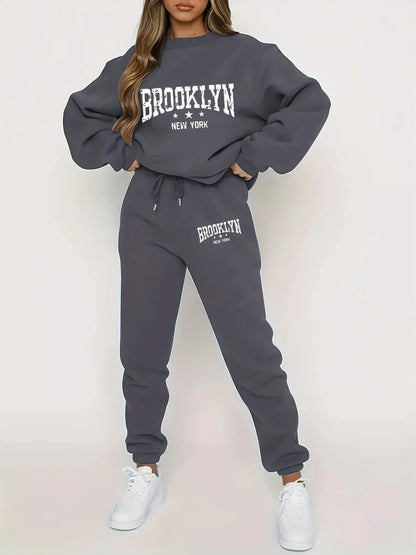 Women’s Plush Hoodie & Pants Sweater Set – Cozy Winter Tracksuit