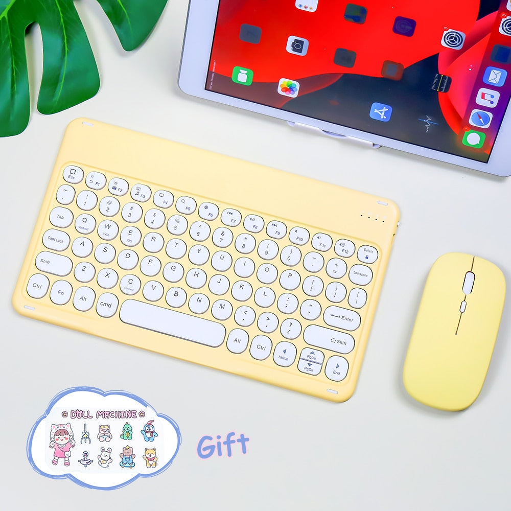 Kawaii Pastel Yellow Wireless iPad Keyboard & Mouse-