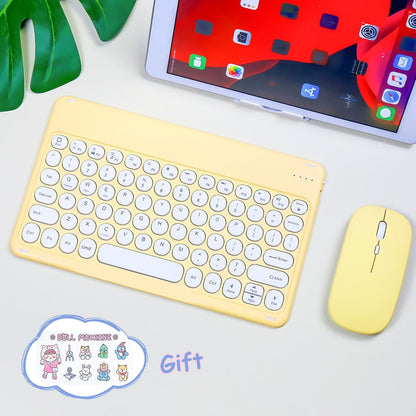 Kawaii Pastel Yellow Wireless iPad Keyboard & Mouse-