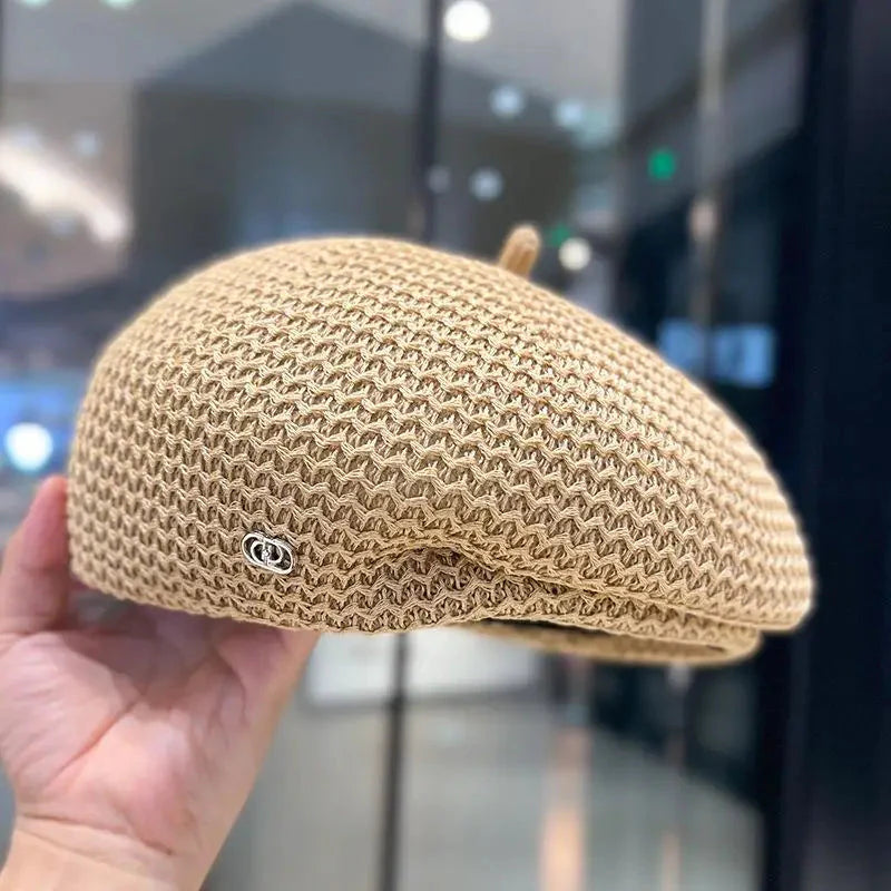 Women’s Pleated Paper Straw Beret