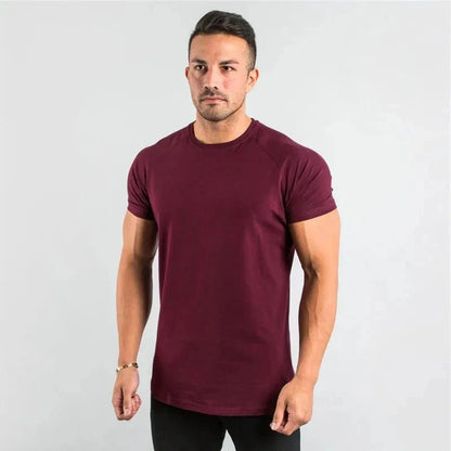 T Shirt Men Casual Short Sleeve Muscle Joggers Bodybuilding Tshirt Male Gym Fitness Tops Tee Streetwear Slim Fit Summer T-shirt
