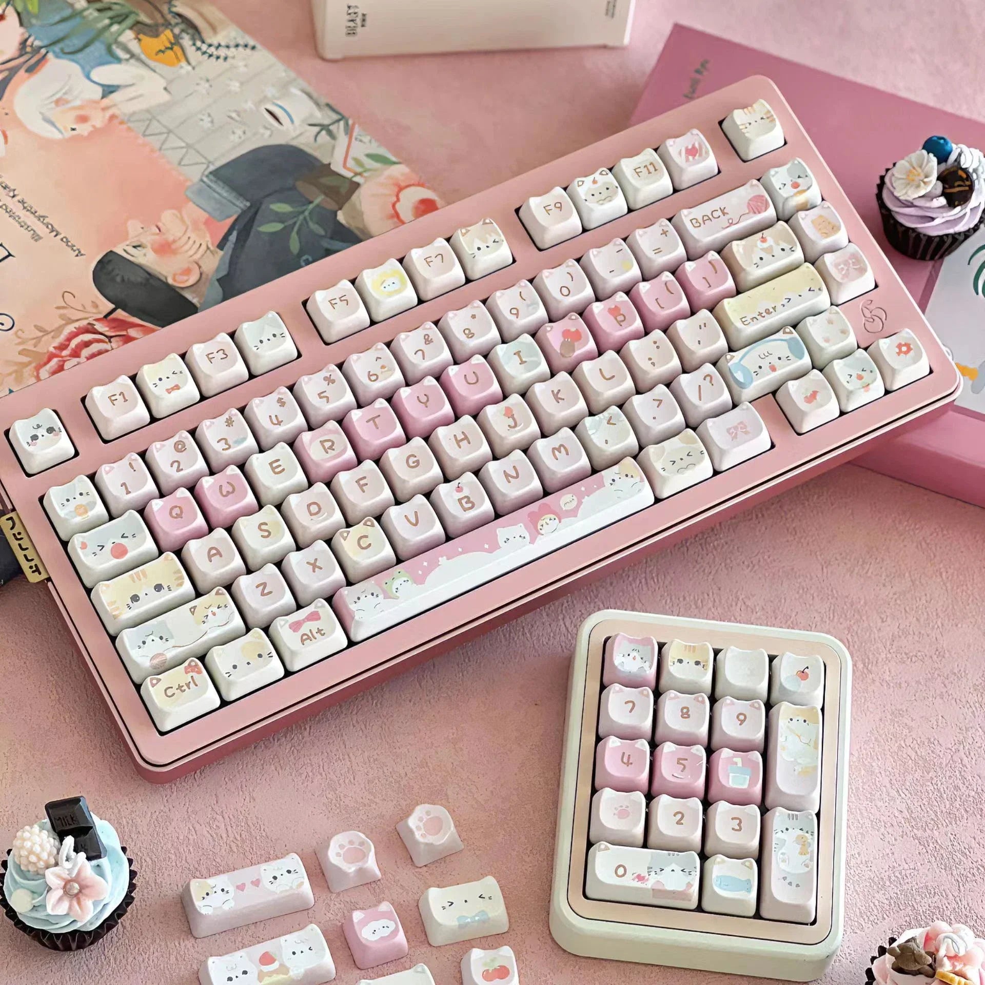 Kawaii Cat Keyboard Keycaps Set-