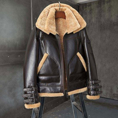 Men’s Shearling B3 Bomber Jacket – Short Fur Motorcycle Jacket