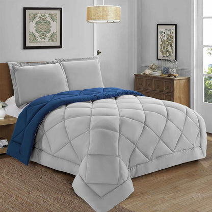 Elegant Comfort 3-Piece Reversible Diamond Stitched Comforter & Shams