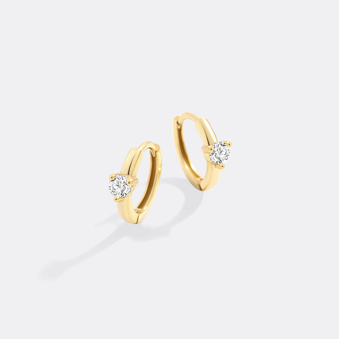 Mint & Lily Solitaire Birthstone Huggie Hoop Earrings