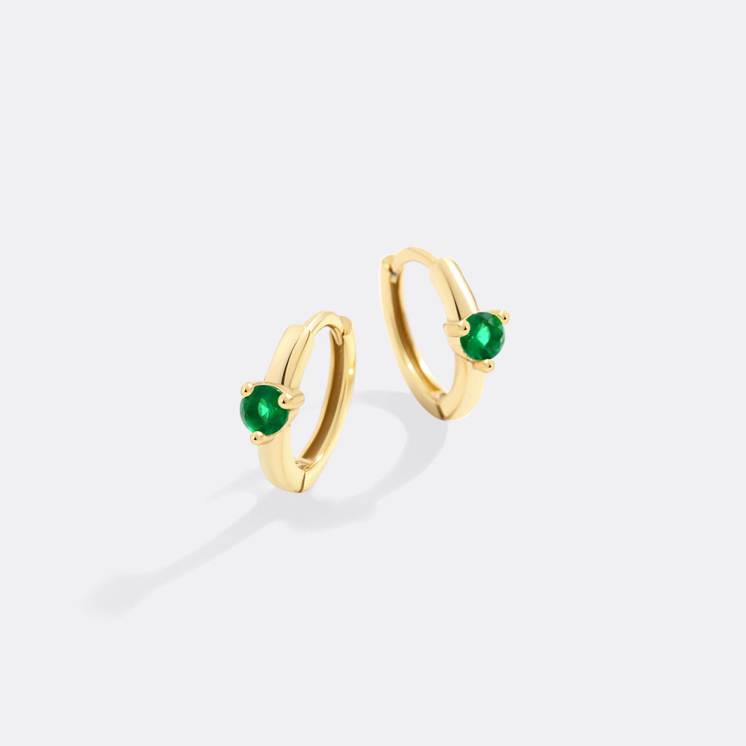 Mint & Lily Solitaire Birthstone Huggie Hoop Earrings