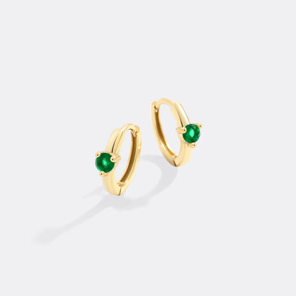 Mint & Lily Solitaire Birthstone Huggie Hoop Earrings