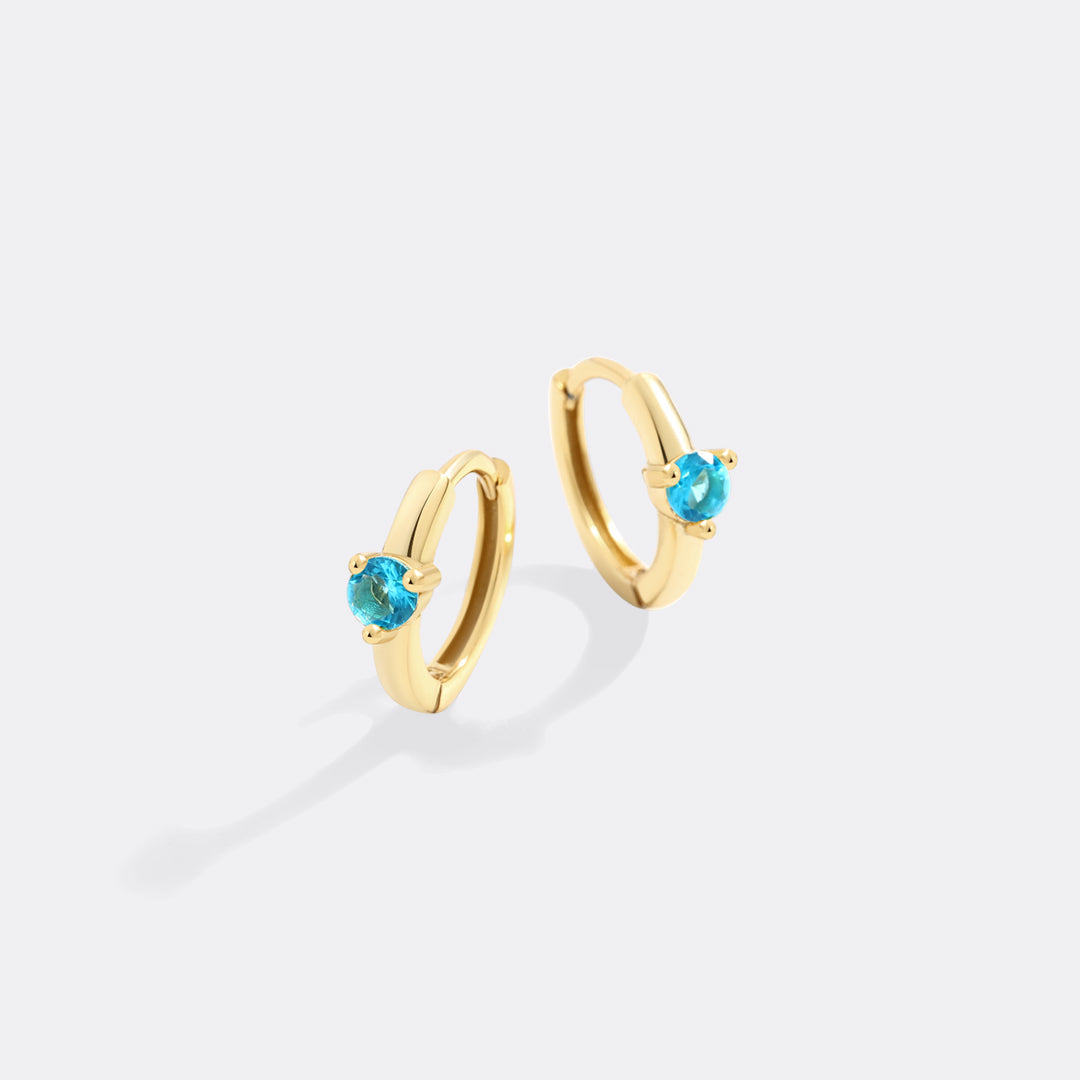 Mint & Lily Solitaire Birthstone Huggie Hoop Earrings