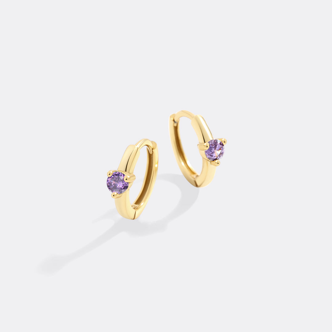 Mint & Lily Solitaire Birthstone Huggie Hoop Earrings