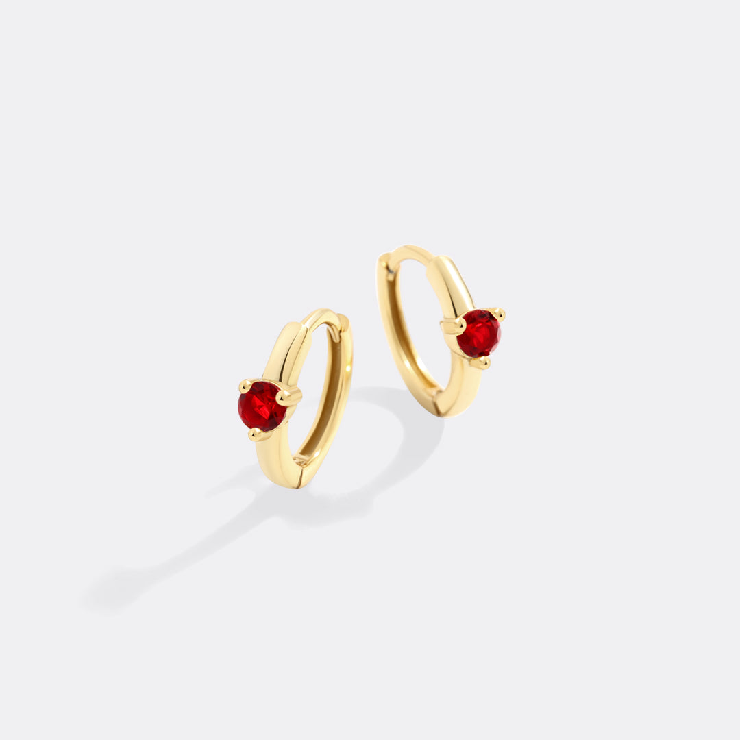 Mint & Lily Solitaire Birthstone Huggie Hoop Earrings