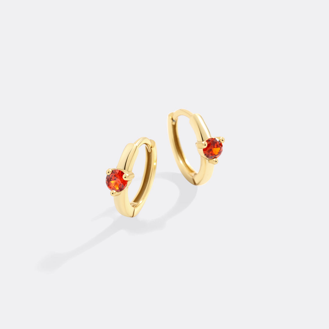 Mint & Lily Solitaire Birthstone Huggie Hoop Earrings