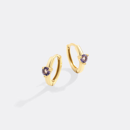 Mint & Lily Solitaire Birthstone Huggie Hoop Earrings
